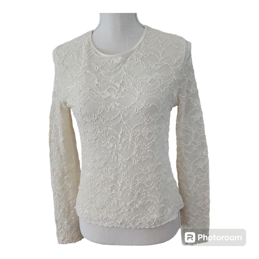 Ann Taylor Lace Overlay Top - Picture 1 of 6